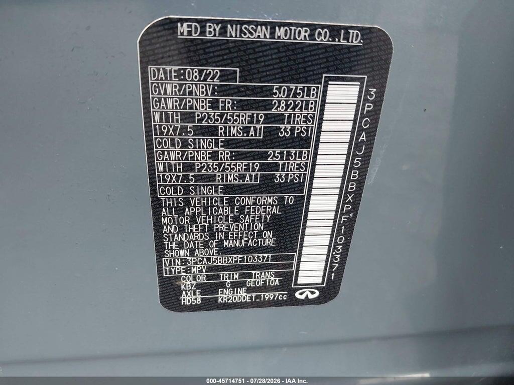 3PCAJ5BBXPF103371 2023 INFINITI QX50 photo no. 9