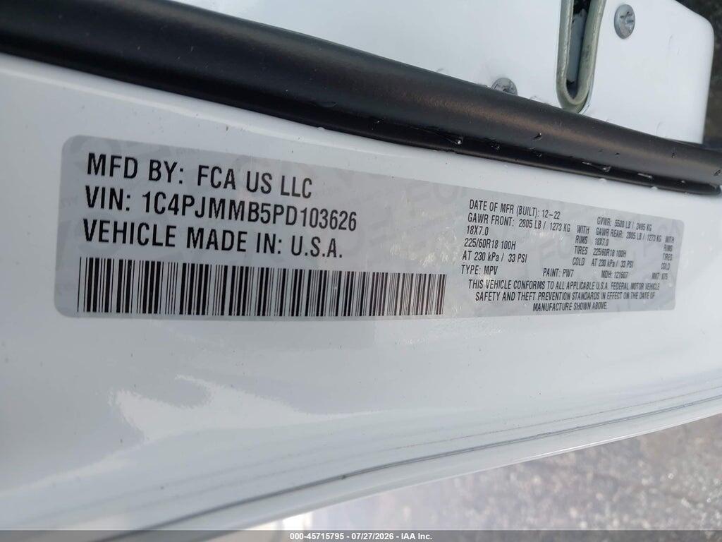 1C4PJMMB5PD103626 2023 JEEP CHEROKEE photo no. 9