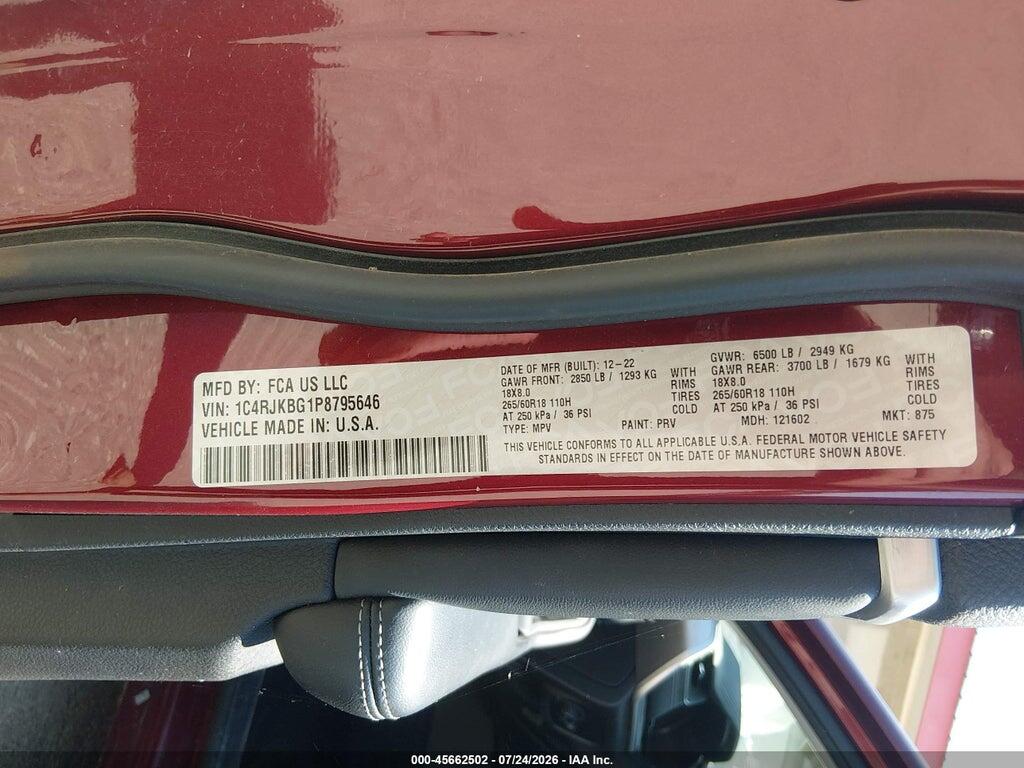 1C4RJKBG1P8795646 2023 JEEP GRAND CHEROKEE L photo no. 9