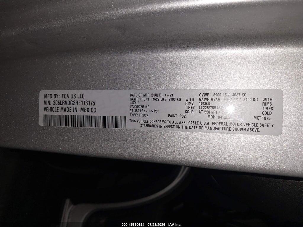 3C6LRVDG2RE113175 2024 RAM PROMASTER 2500 photo no. 9