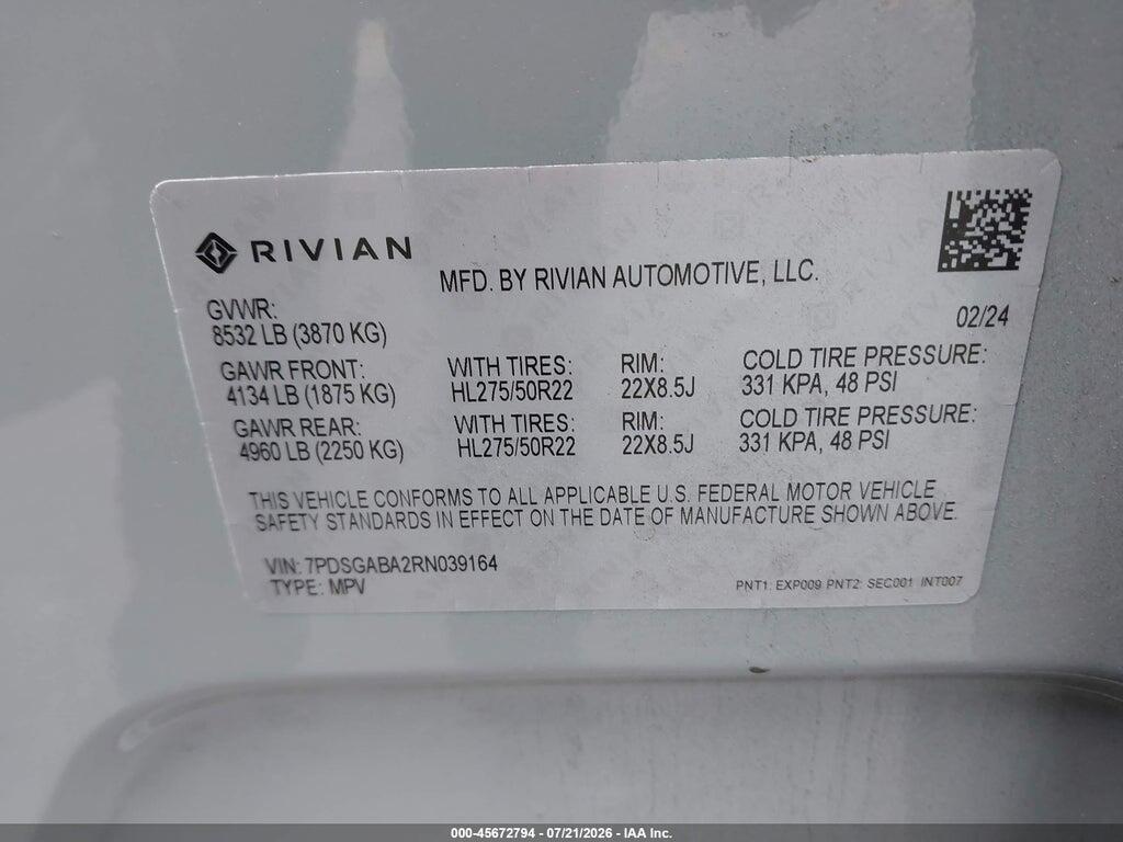 7PDSGABA2RN039164 2024 RIVIAN R1S photo no. 9