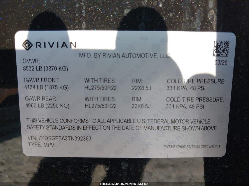 7PDSGFBA3TN092363 2026 RIVIAN R1S photo no. 9
