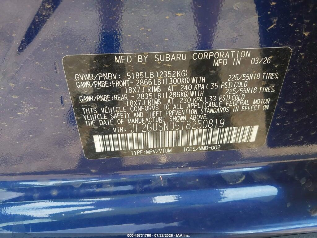 JF2GUSND5T8250819 2026 SUBARU CROSSTREK photo no. 9