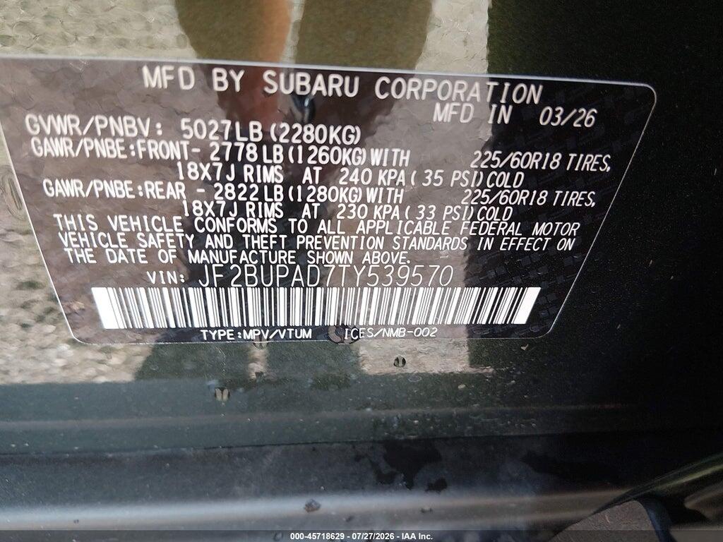 JF2BUPAD7TY539570 2026 SUBARU OUTBACK photo no. 9