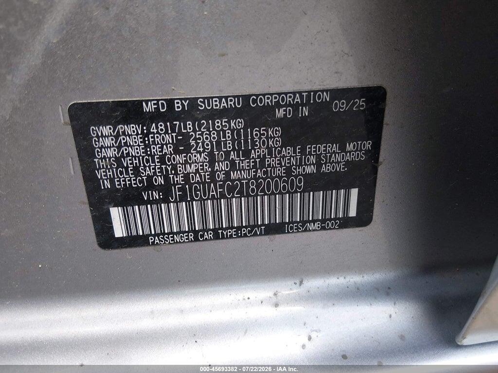 JF1GUAFC2T8200609 2026 SUBARU IMPREZA photo no. 9