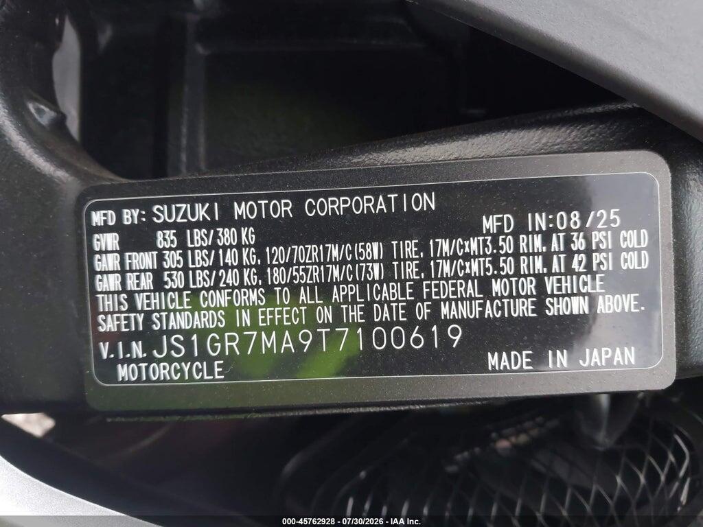 JS1GR7MA9T7100619 2026 SUZUKI GSX-R750 photo no. 10