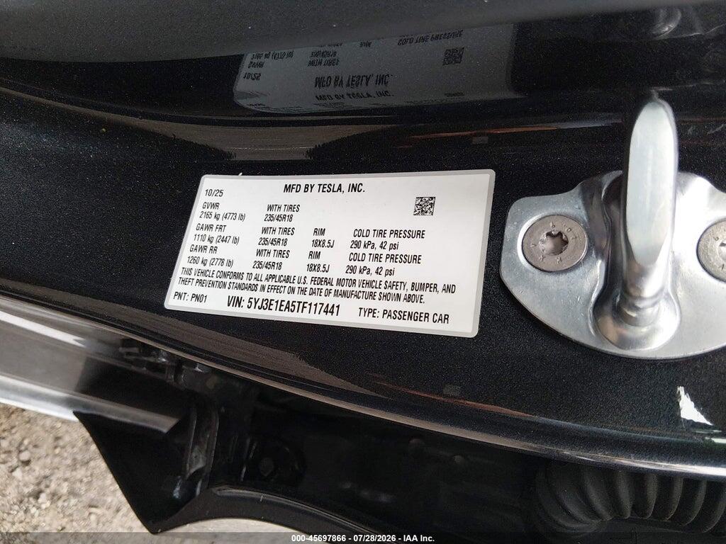 5YJ3E1EA5TF117441 2026 TESLA MODEL 3 photo no. 9