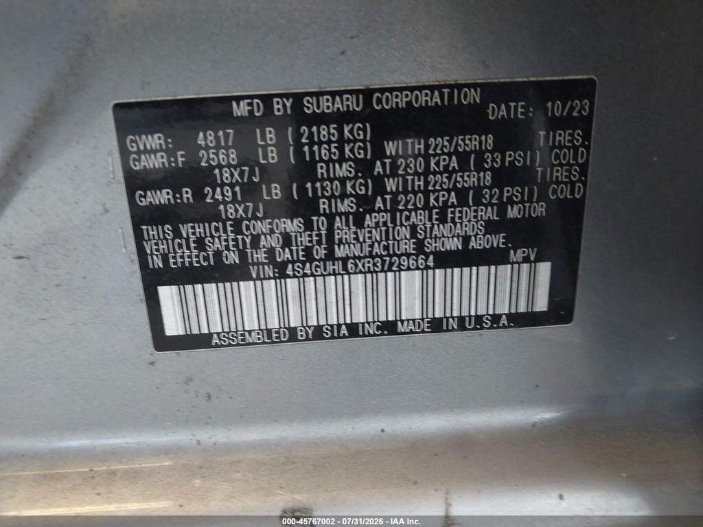 4S4GUHL6XR3729664 2024 SUBARU CROSSTREK photo no. 9