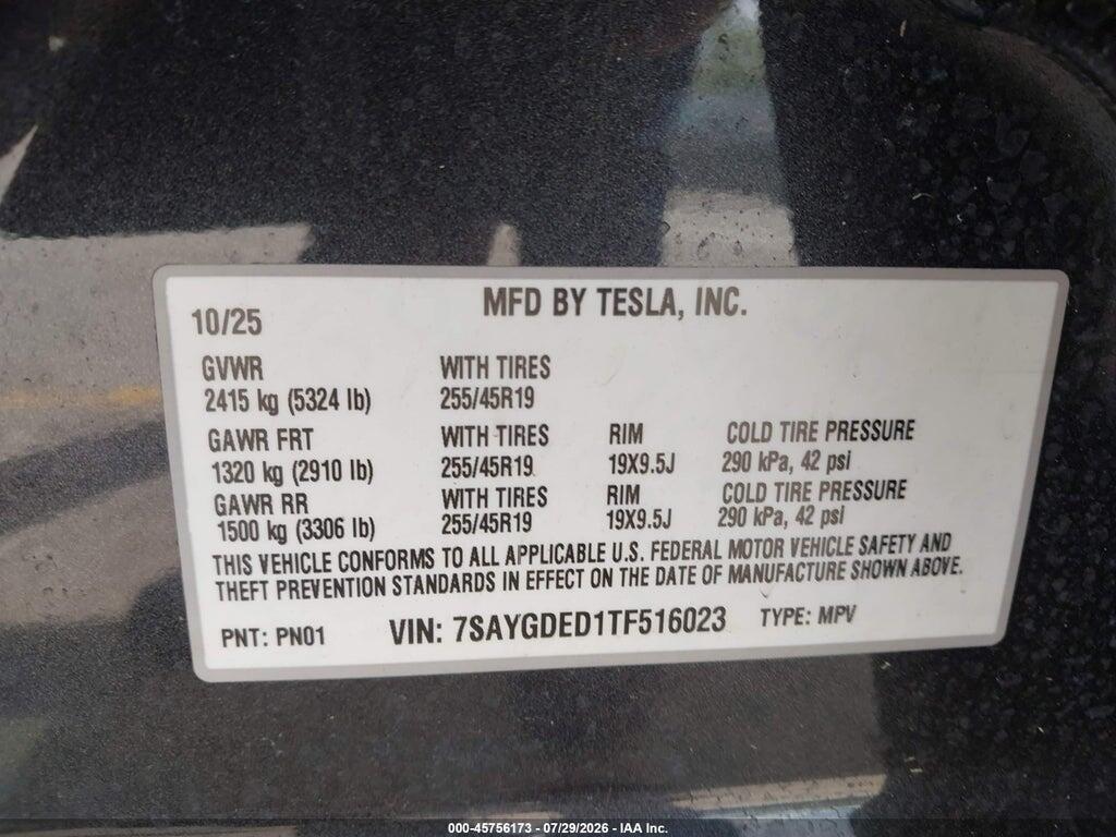 7SAYGDED1TF516023 2026 TESLA MODEL Y photo no. 9