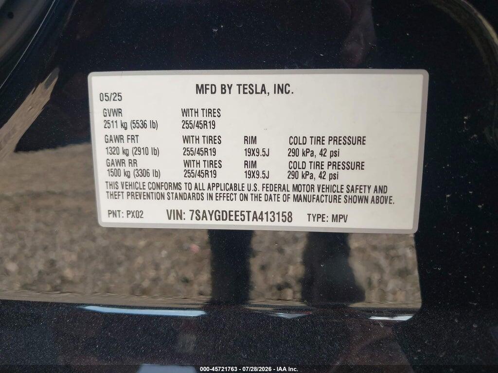 7SAYGDEE5TA413158 2026 TESLA MODEL Y photo no. 9