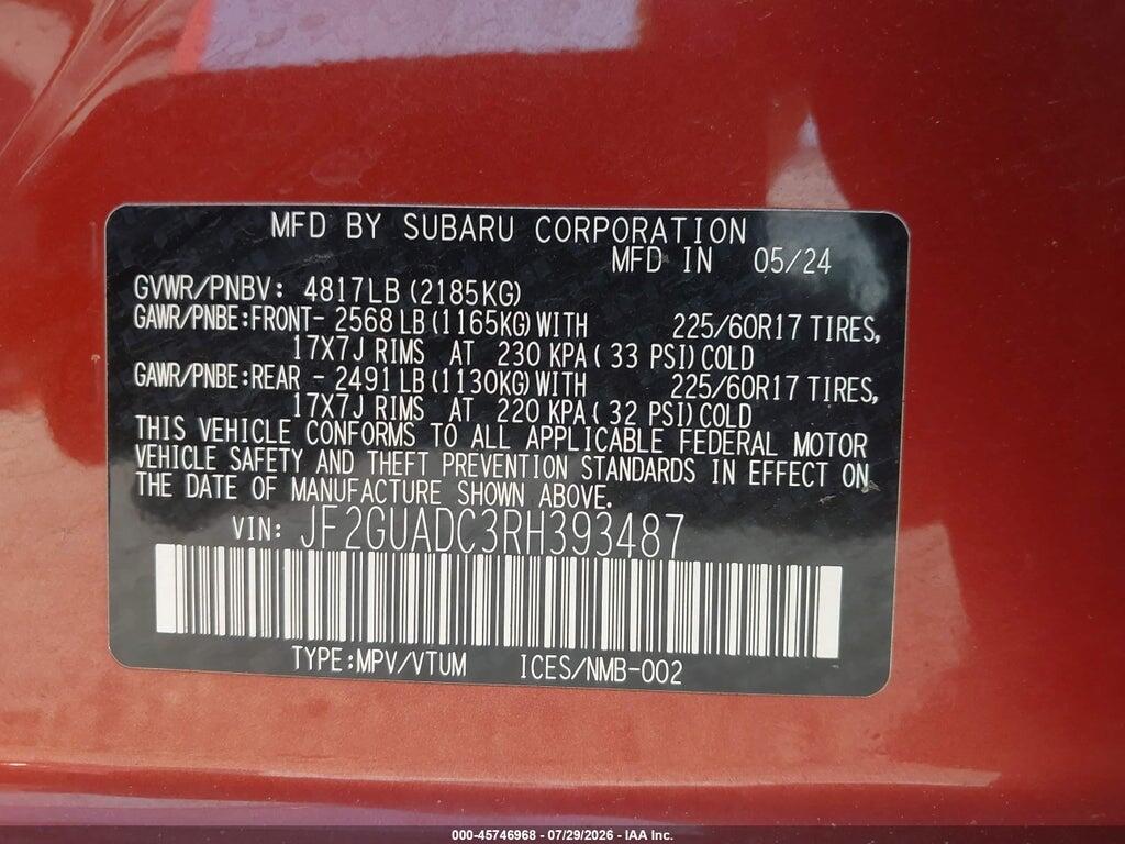 JF2GUADC3RH393487 2024 SUBARU CROSSTREK photo no. 9