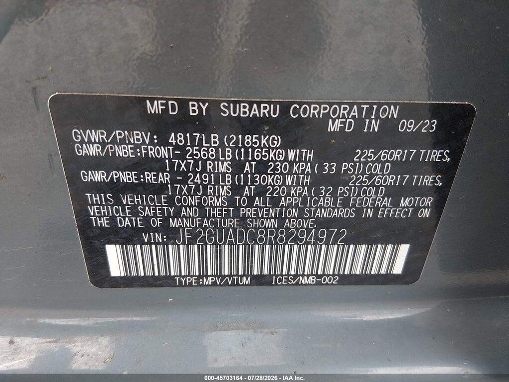 JF2GUADC8R8294972 2024 SUBARU CROSSTREK photo no. 9