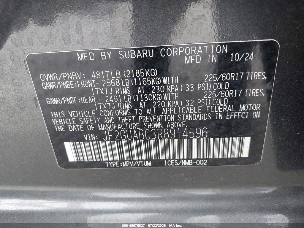 JF2GUABC3R8914596 2024 SUBARU CROSSTREK photo no. 9