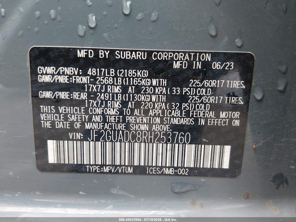 JF2GUADC8RH253760 2024 SUBARU CROSSTREK photo no. 9