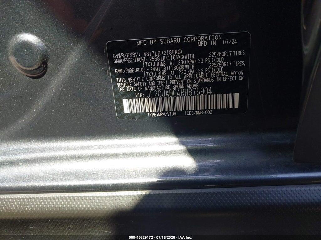 JF2GUADC4RH875904 2024 SUBARU CROSSTREK photo no. 9