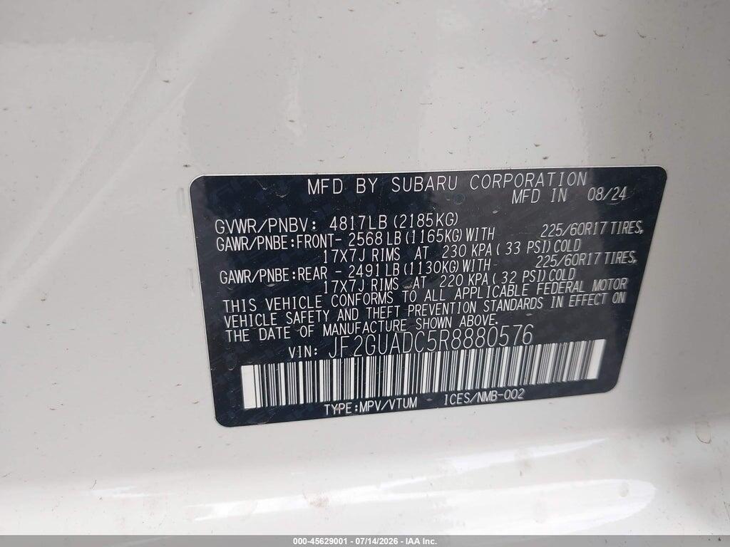 JF2GUADC5R8880576 2024 SUBARU CROSSTREK photo no. 9