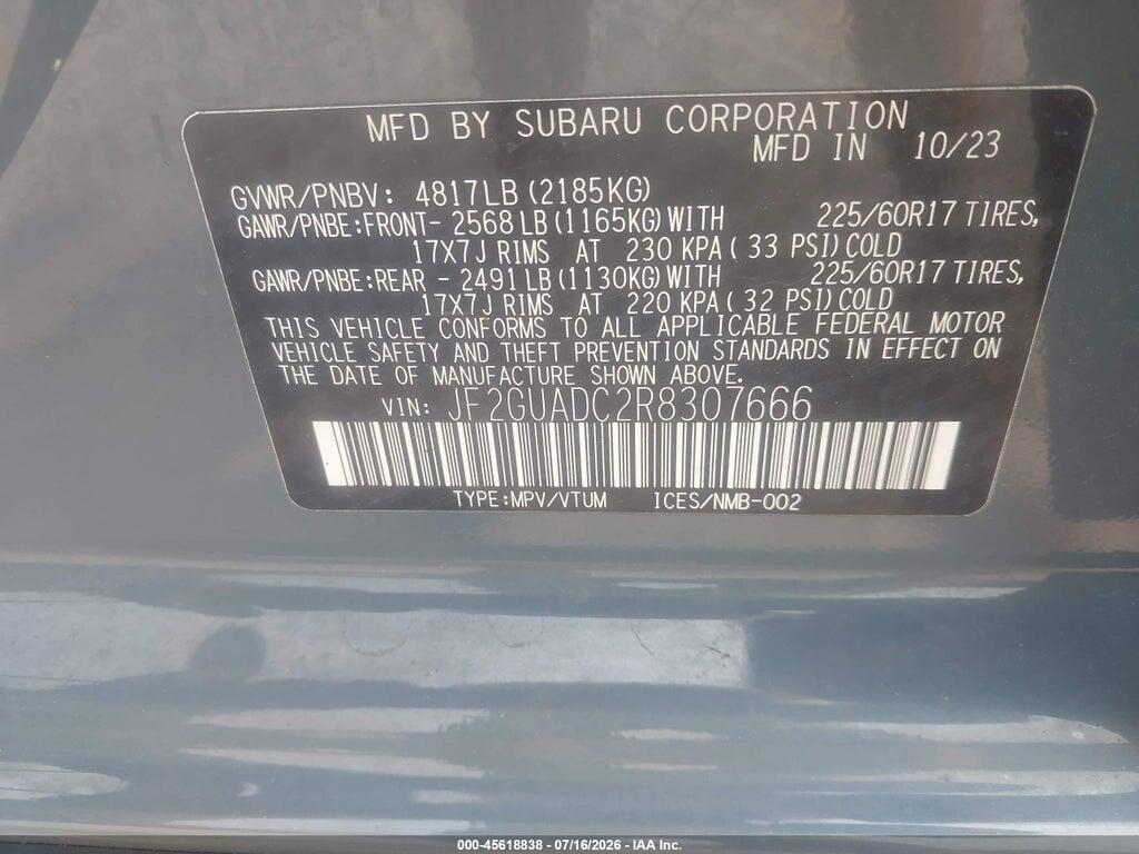 JF2GUADC2R8307666 2024 SUBARU CROSSTREK photo no. 9