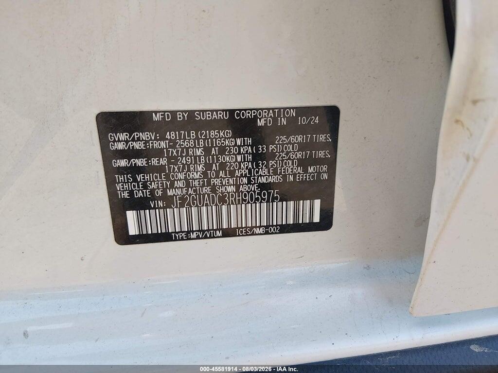 JF2GUADC3RH905975 2024 SUBARU CROSSTREK photo no. 9