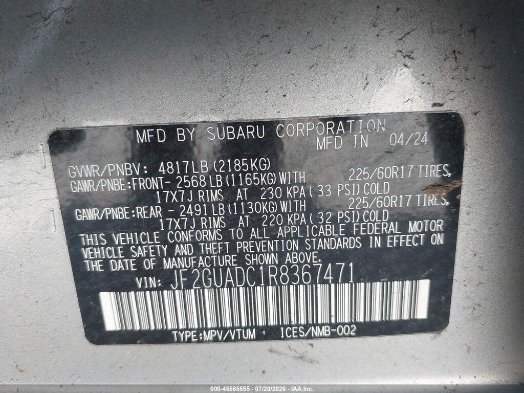 JF2GUADC1R8367471 2024 SUBARU CROSSTREK photo no. 9