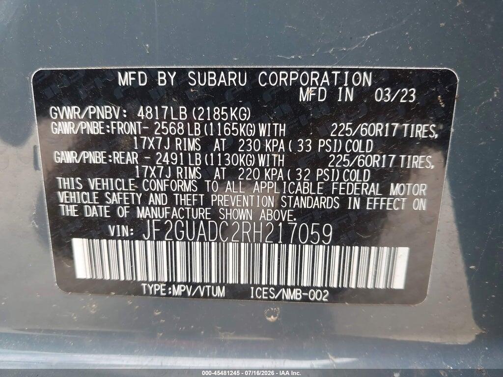 JF2GUADC2RH217059 2024 SUBARU CROSSTREK photo no. 9
