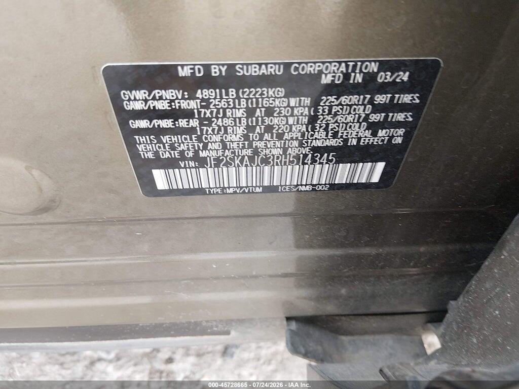 JF2SKAJC3RH514345 2024 SUBARU FORESTER photo no. 9