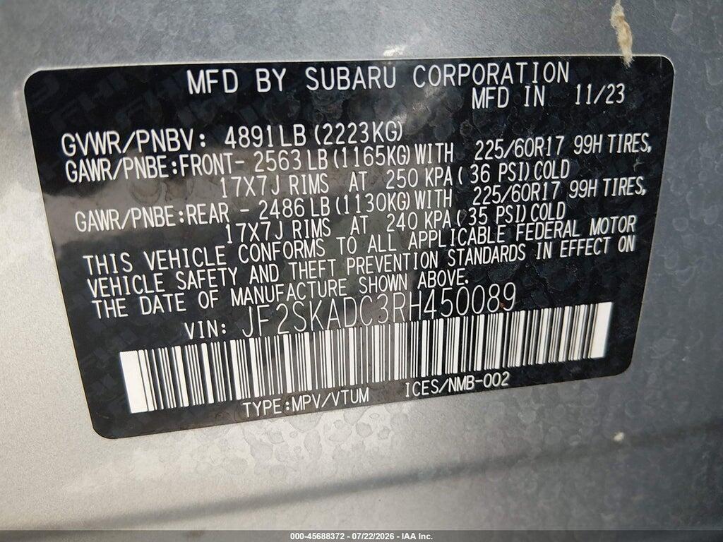JF2SKADC3RH450089 2024 SUBARU FORESTER photo no. 9