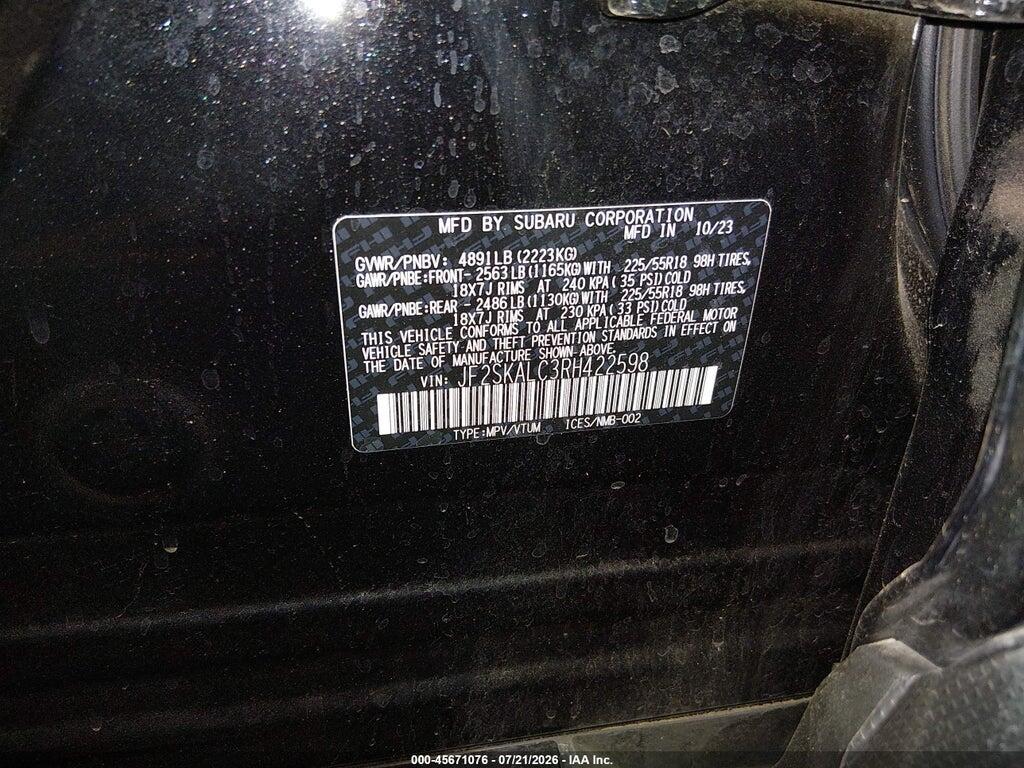 JF2SKALC3RH422598 2024 SUBARU FORESTER photo no. 9