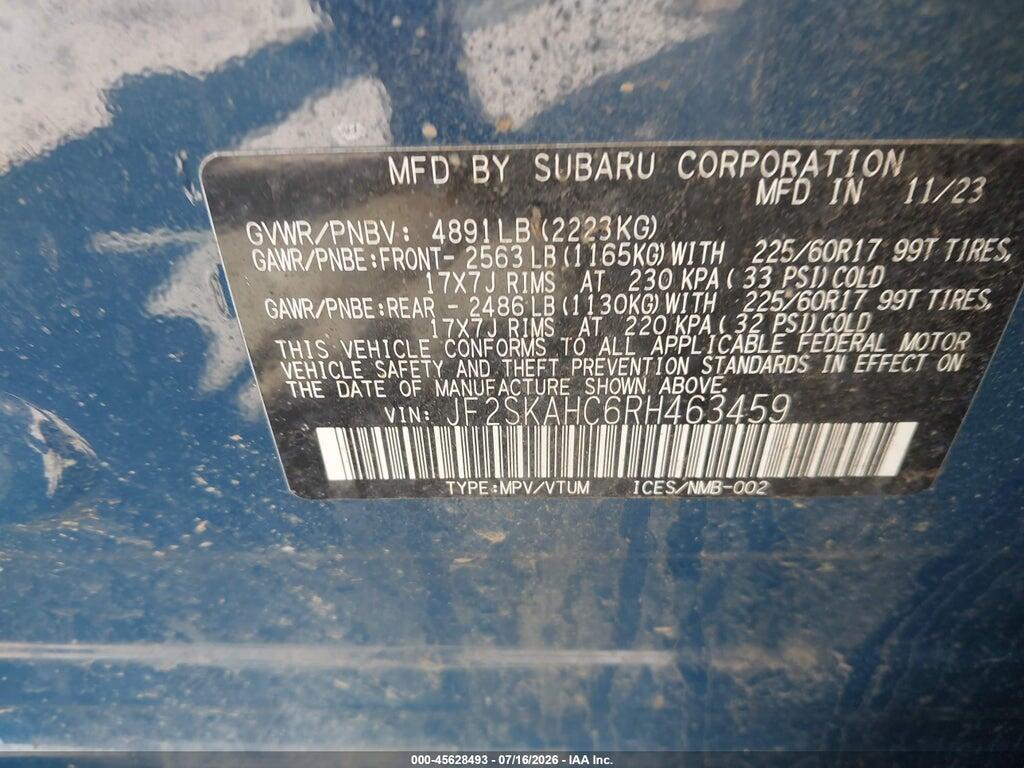 JF2SKAHC6RH463459 2024 SUBARU FORESTER photo no. 9