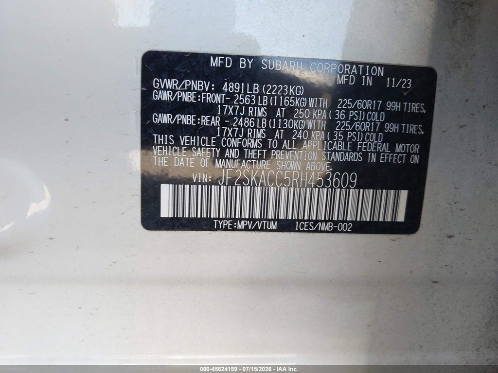 JF2SKACC5RH453609 2024 SUBARU FORESTER photo no. 9