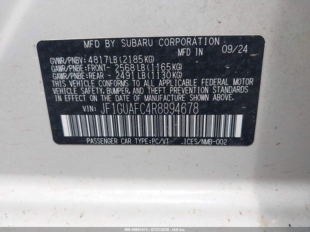 JF1GUAFC4R8894678 2024 SUBARU IMPREZA photo no. 9