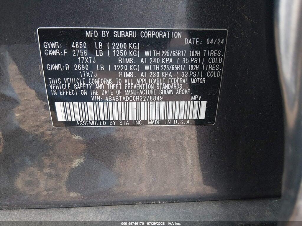 4S4BTADC0R3278849 2024 SUBARU OUTBACK photo no. 9