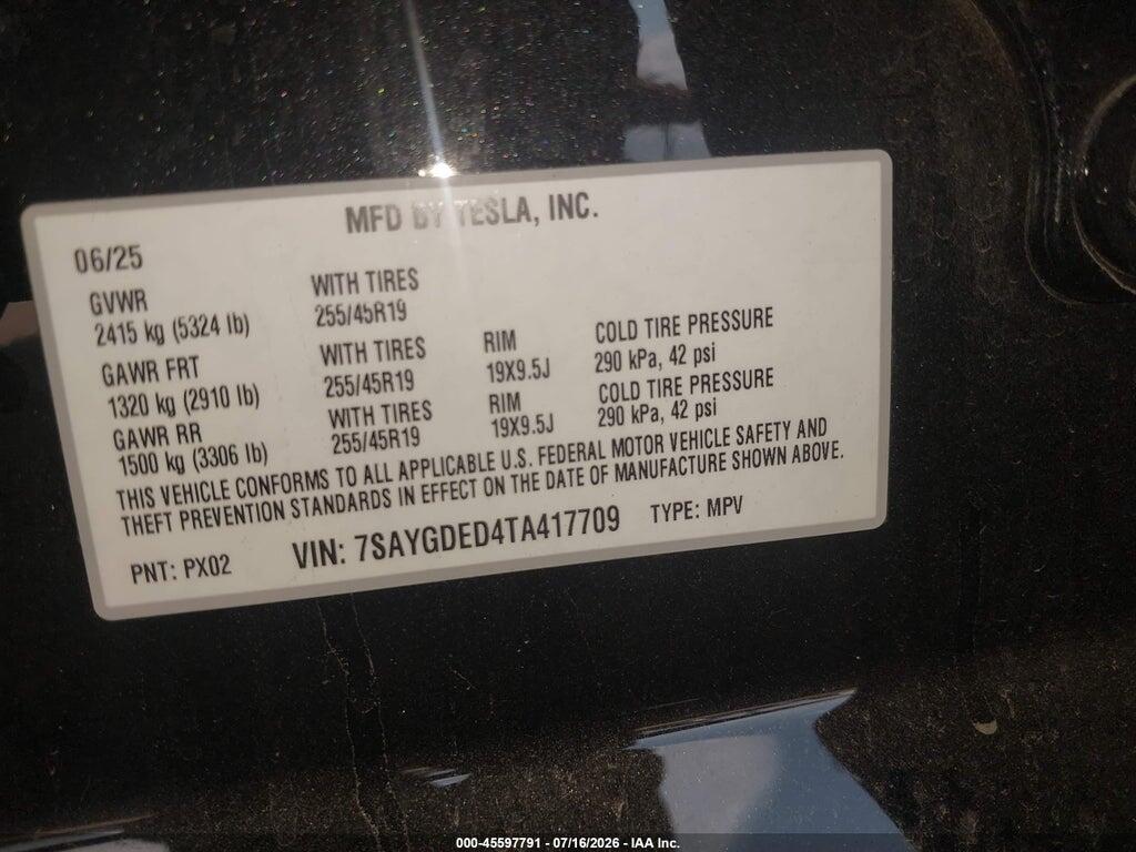 7SAYGDED4TA417709 2026 TESLA MODEL Y photo no. 9