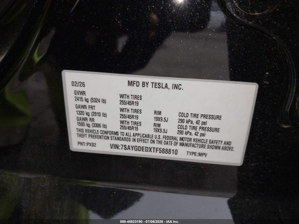 7SAYGDEDXTF588810 2026 TESLA MODEL Y photo no. 9