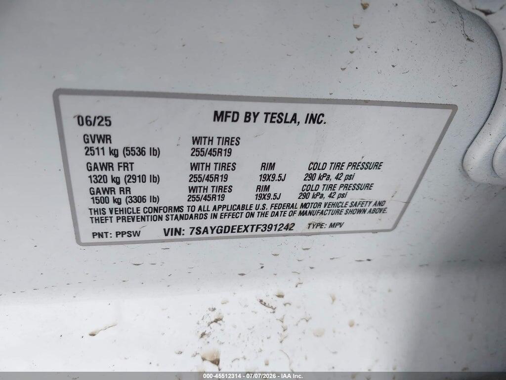 7SAYGDEEXTF391242 2026 TESLA MODEL Y photo no. 9