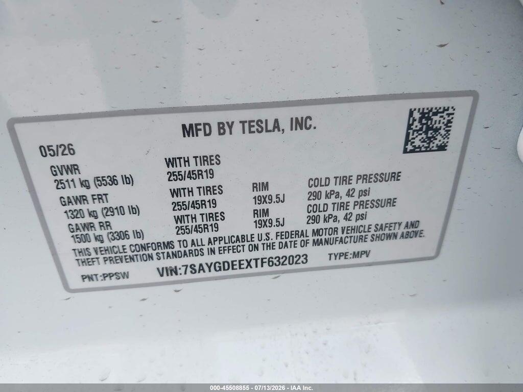 7SAYGDEEXTF632023 2026 TESLA MODEL Y photo no. 9