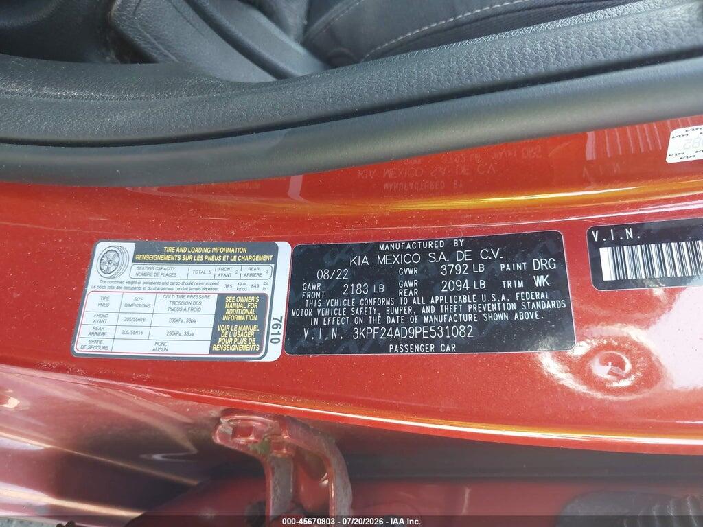 3KPF24AD9PE531082 2023 KIA FORTE photo no. 9