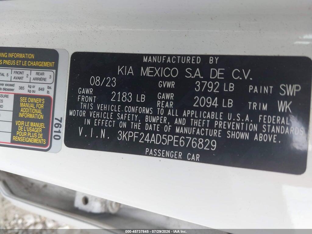 3KPF24AD5PE676829 2023 KIA FORTE photo no. 9