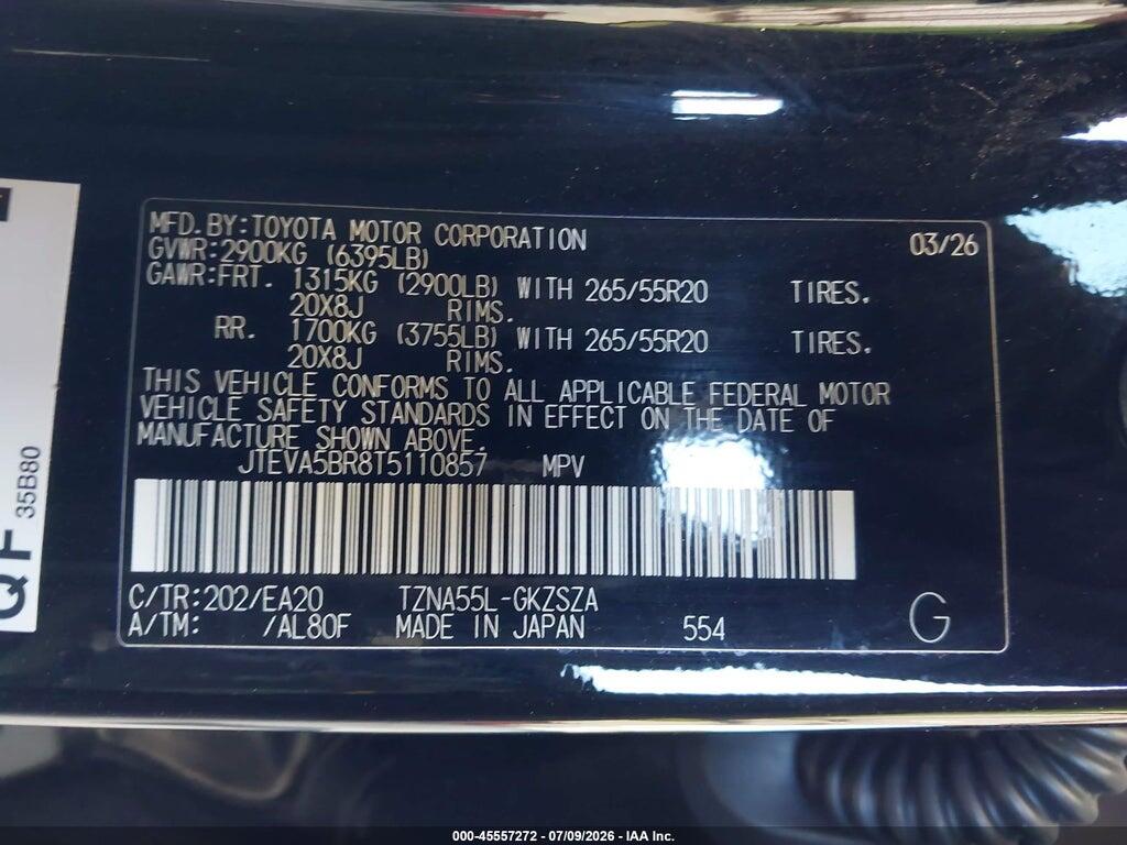 JTEVA5BR8T5110857 2026 TOYOTA 4RUNNER photo no. 9