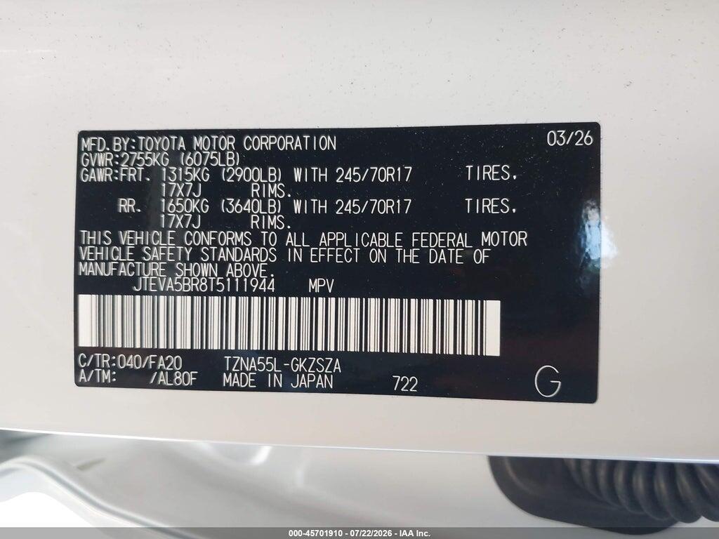 JTEVA5BR8T5111944 2026 TOYOTA 4RUNNER photo no. 9