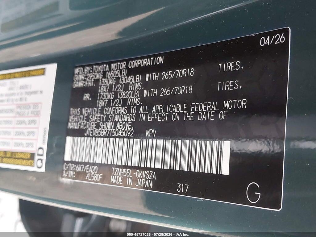 JTEVB5BR7T5045092 2026 TOYOTA 4RUNNER HYBRID photo no. 9