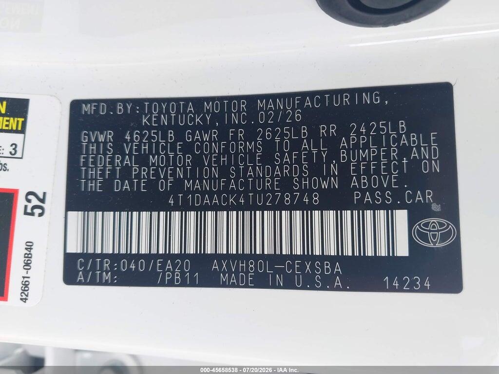 4T1DAACK4TU278748 2026 TOYOTA CAMRY photo no. 9