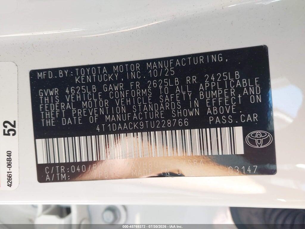 4T1DAACK9TU228766 2026 TOYOTA CAMRY photo no. 9