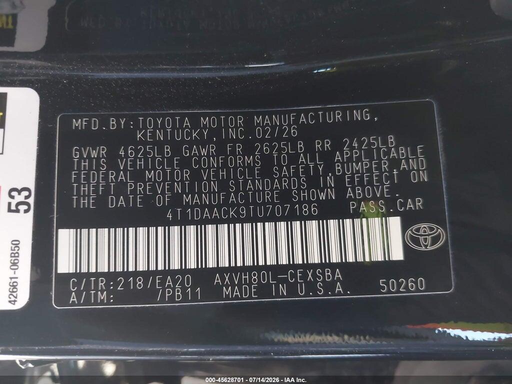 4T1DAACK9TU707186 2026 TOYOTA CAMRY photo no. 9
