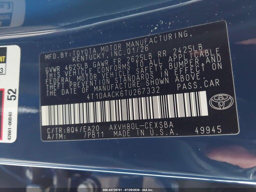 4T1DAACK6TU267332 2026 TOYOTA CAMRY photo no. 9
