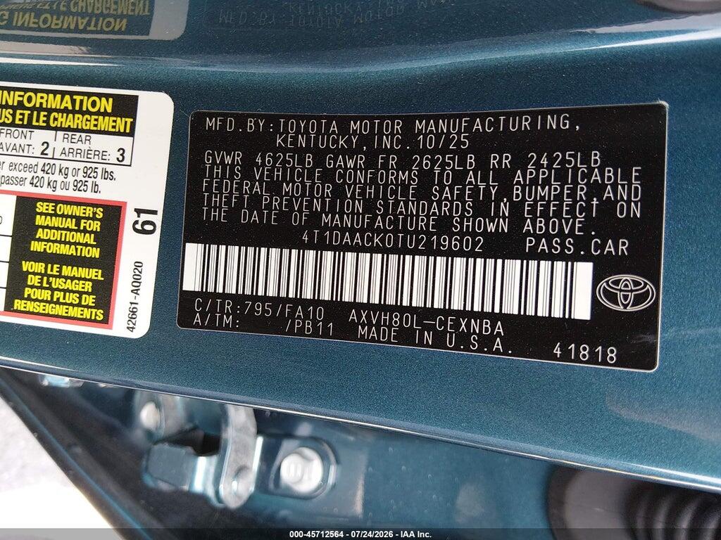 4T1DAACK0TU219602 2026 TOYOTA CAMRY photo no. 9