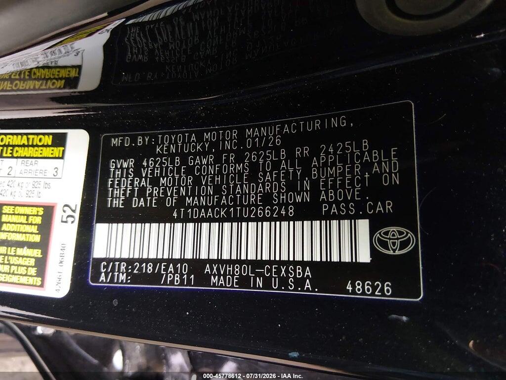 4T1DAACK1TU266248 2026 TOYOTA CAMRY photo no. 9