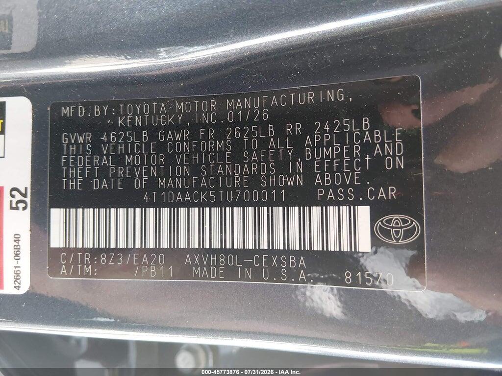 4T1DAACK5TU700011 2026 TOYOTA CAMRY photo no. 9