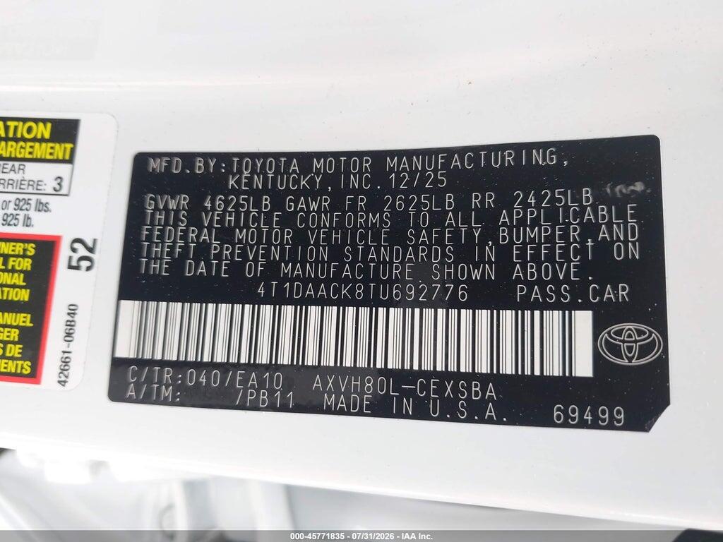 4T1DAACK8TU692776 2026 TOYOTA CAMRY photo no. 9