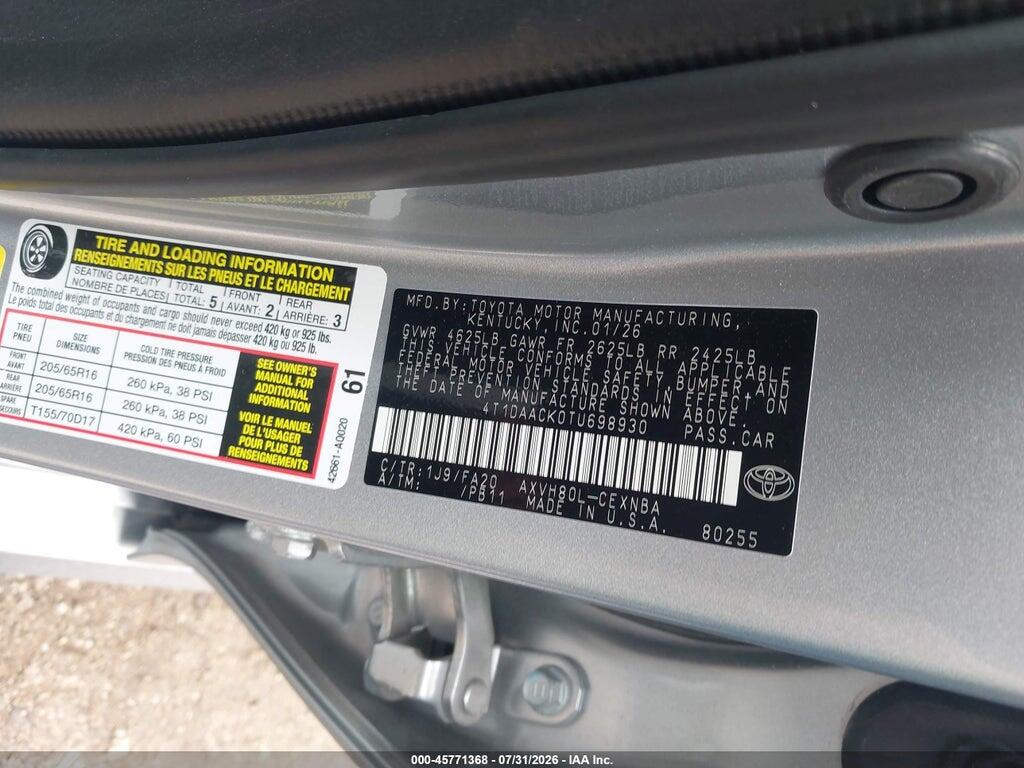 4T1DAACK0TU698930 2026 TOYOTA CAMRY photo no. 9