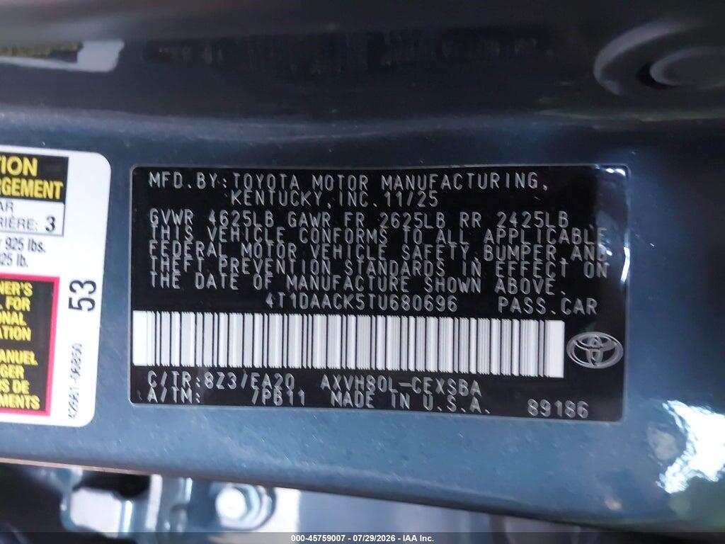 4T1DAACK5TU680696 2026 TOYOTA CAMRY photo no. 9